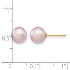 14K Gold Filled 7-8mm Purple Round Cultured Freshwater Pearl Stud Earrings - view 3