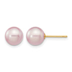 14K Gold Filled 7-8mm Purple Round Cultured Freshwater Pearl Stud Earrings by Sophia Jewelers