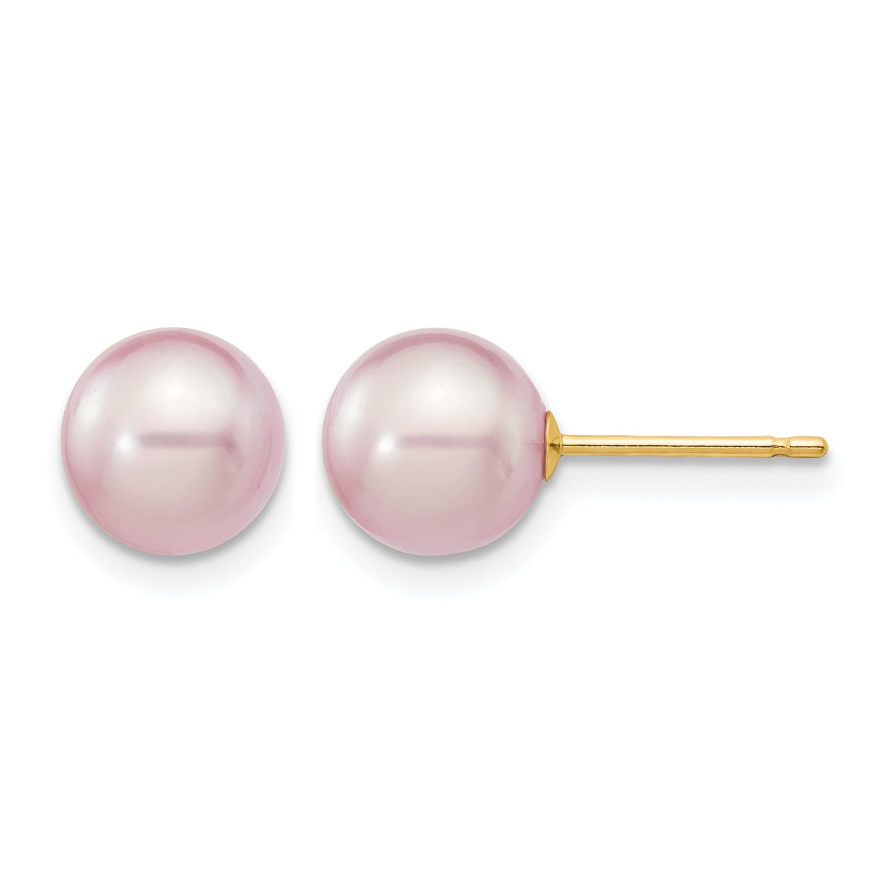 14K Gold Filled 7-8mm Purple Round Cultured Freshwater Pearl Stud Earrings by Sophia Jewelers