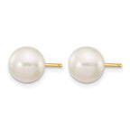14K Gold Filled 7-8mm White Round Cultured Freshwater Pearl Stud Earrings - view 2