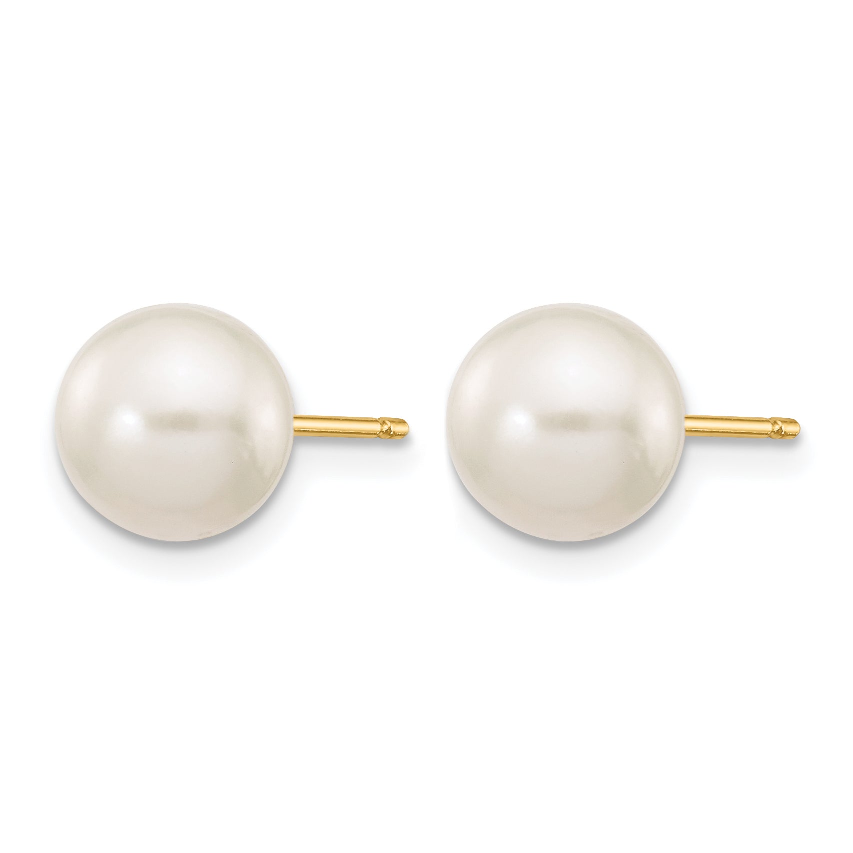 14K Gold Filled 7-8mm White Round Cultured Freshwater Pearl Stud Earrings - view 2