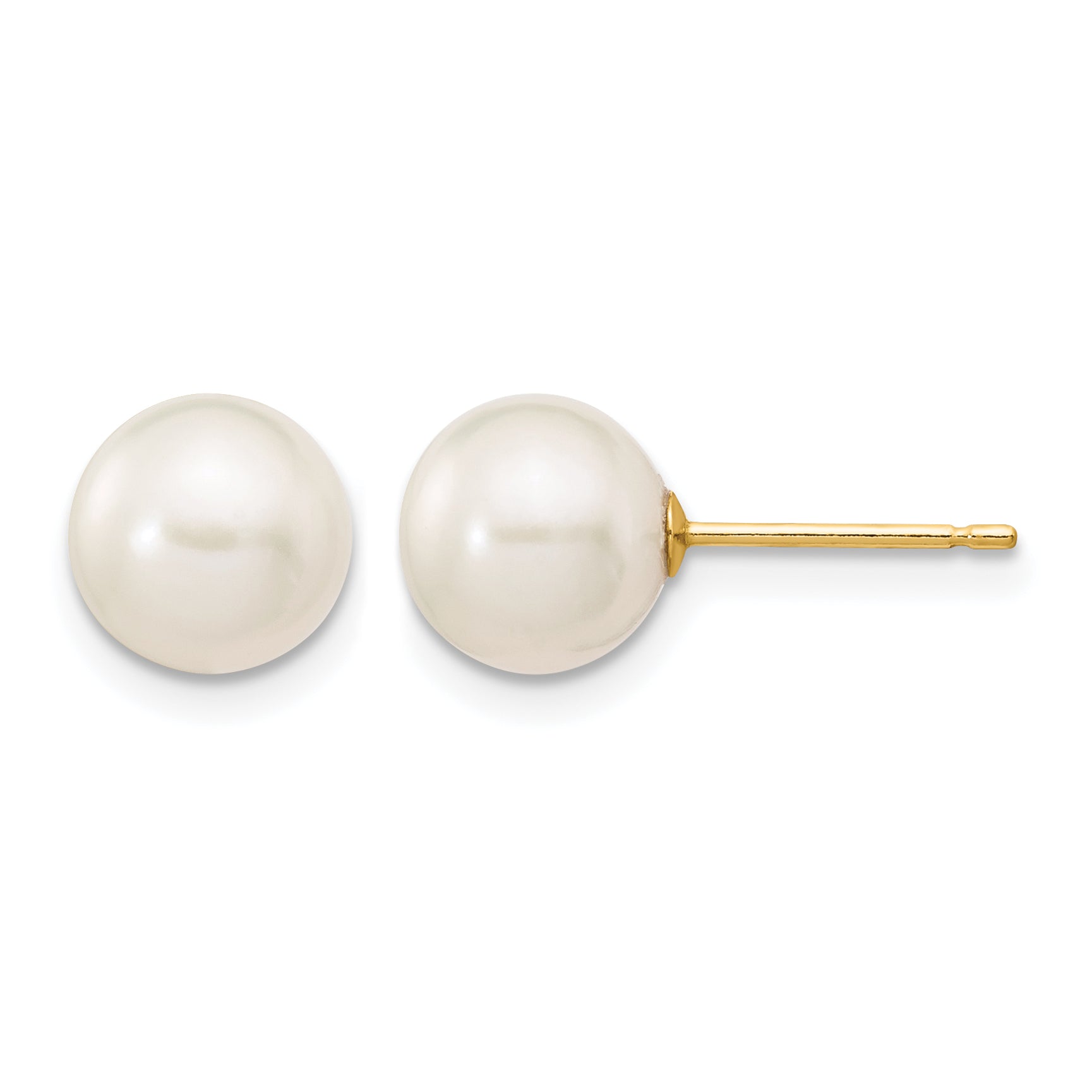 14K Gold Filled 7-8mm White Round Cultured Freshwater Pearl Stud Earrings by Sophia Jewelers Main image
