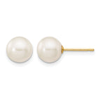 14K Gold Filled 7-8mm White Round Cultured Freshwater Pearl Stud Earrings by Sophia Jewelers
