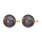 14K Gold Filled 8-9mm Black Button Cultured Freshwater Pearl Stud Earrings - view 2