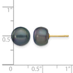 14K Gold Filled 8-9mm Black Button Cultured Freshwater Pearl Stud Earrings - view 3