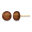 14K Gold Filled 8-9mm Brown Button Cultured Freshwater Pearl Stud Earrings by Sophia Jewelers