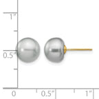 14K Gold Filled 8-9mm Grey Button Cultured Freshwater Pearl Stud Earrings - view 3