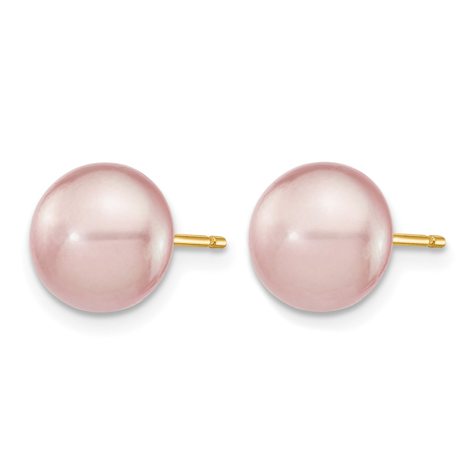 14K Gold Filled 8-9mm Purple Button Cultured Freshwater Pearl Stud Earrings - view 2 Main image