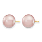14K Gold Filled 8-9mm Purple Button Cultured Freshwater Pearl Stud Earrings - view 2
