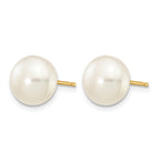 14K Gold Filled 8-9mm White Button Cultured Freshwater Pearl Stud Earrings - view 2