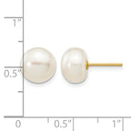 14K Gold Filled 8-9mm White Button Cultured Freshwater Pearl Stud Earrings - view 3