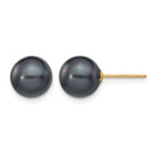 14K Gold Filled 8-9mm Black Round Cultured Freshwater Pearl Stud Earrings by Sophia Jewelers