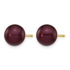 14K Gold Filled 8-9mm Brown Round Cultured Freshwater Pearl Stud Earrings - view 2