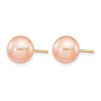 14K Gold Filled 8-9mm Pink Round Cultured Freshwater Pearl Stud Earrings - view 2