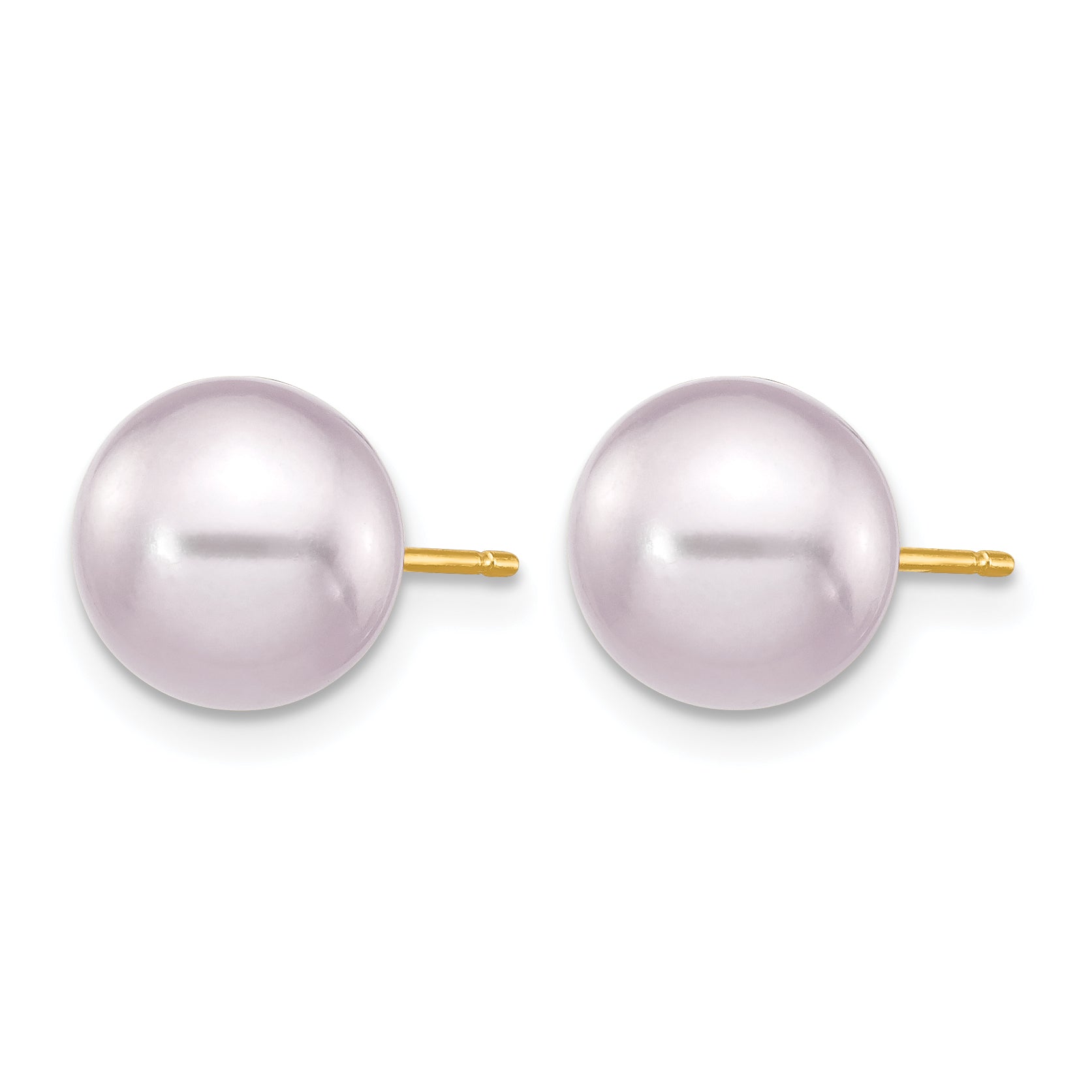 14K Gold Filled 8-9mm Purple Round Cultured Freshwater Pearl Stud Earrings Secondary image
