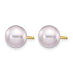 14K Gold Filled 8-9mm Purple Round Cultured Freshwater Pearl Stud Earrings - view 2