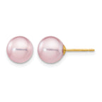 14K Gold Filled 8-9mm Purple Round Cultured Freshwater Pearl Stud Earrings by Sophia Jewelers