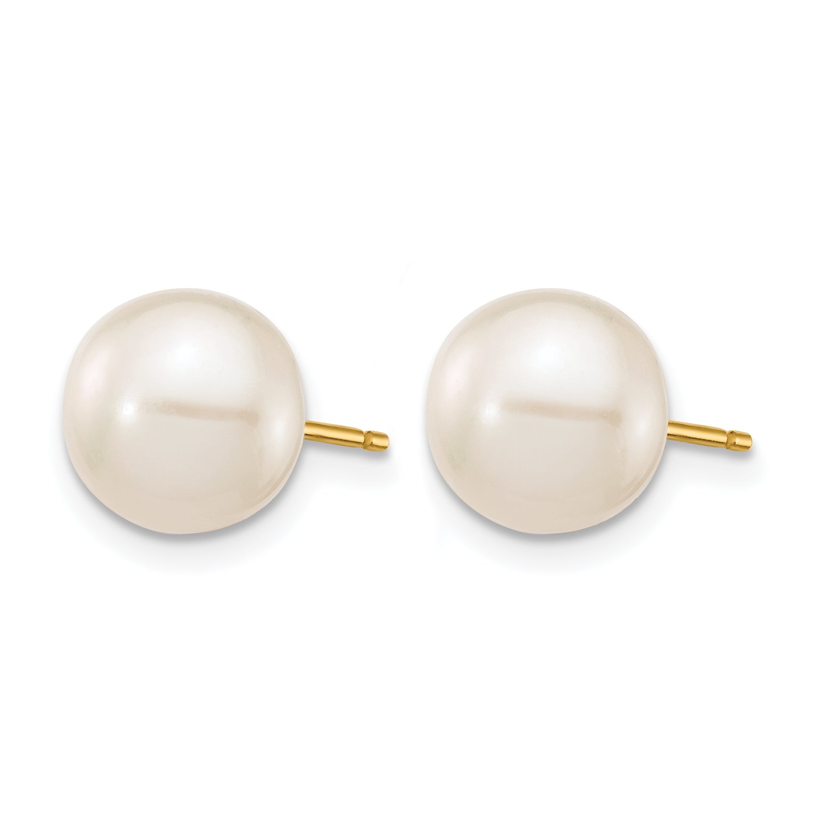 14K Gold Filled 8-9mm White Round Cultured Freshwater Pearl Stud Earrings Secondary image