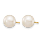 14K Gold Filled 8-9mm White Round Cultured Freshwater Pearl Stud Earrings - view 2