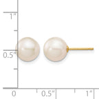 14K Gold Filled 8-9mm White Round Cultured Freshwater Pearl Stud Earrings - view 3