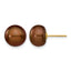 14K Gold Filled 9-10mm Brown Button Cultured Freshwater Pearl Stud Earrings by Sophia Jewelers