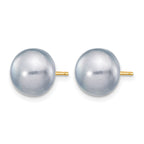 14K Gold Filled 9-10mm Grey Button Cultured Freshwater Pearl Stud Earrings - view 2