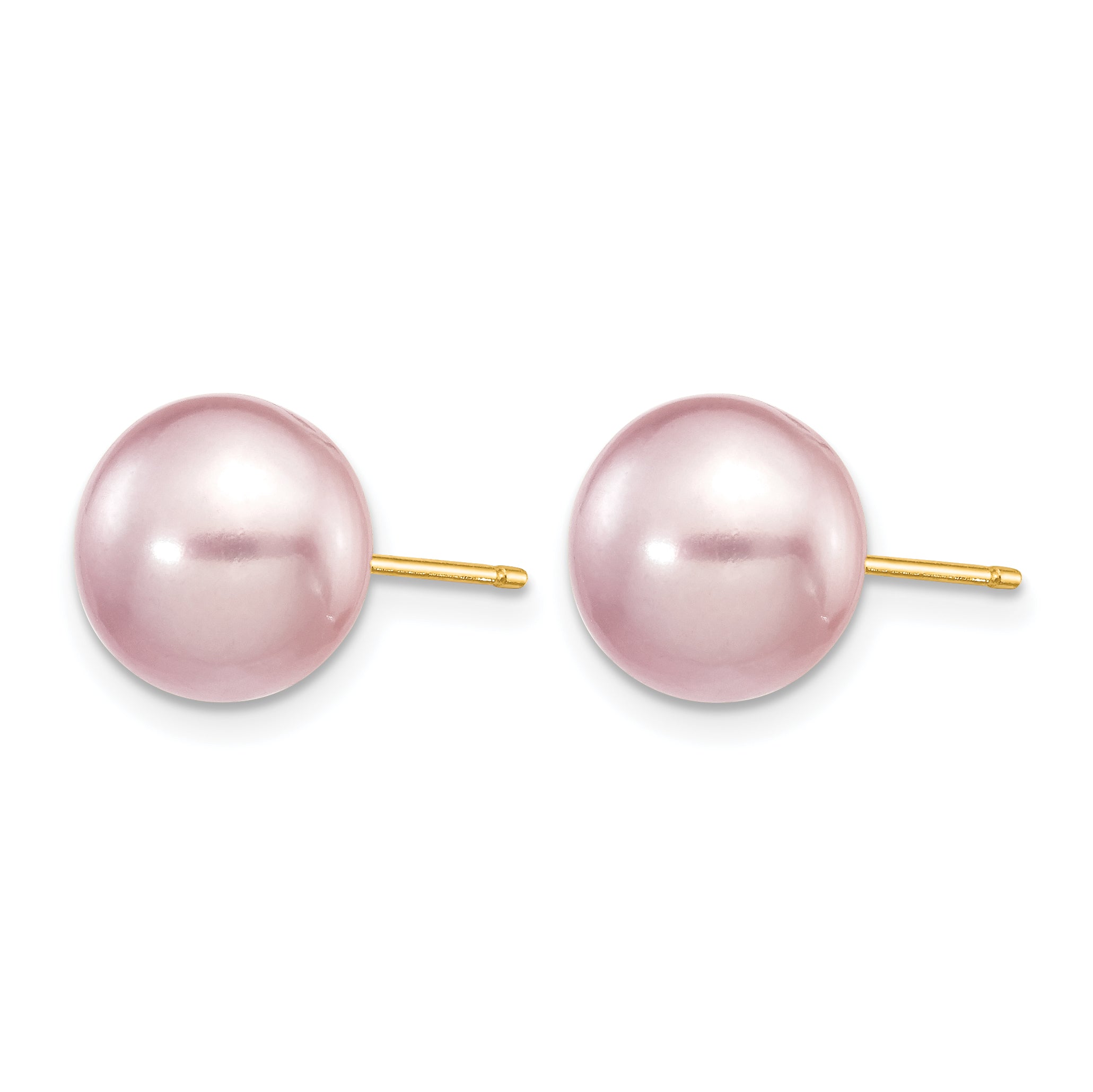 14K Gold Filled 9-10mm Purple Button Cultured Freshwater Pearl Stud Earrings - view 2