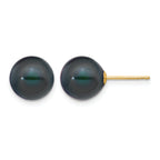 14K Gold Filled 9-10mm Black Round Cultured Freshwater Pearl Stud Earrings by Sophia Jewelers