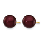 14K Gold Filled 9-10mm Brown Round Cultured Freshwater Pearl Stud Earrings - view 2