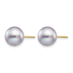 14K Gold Filled 9-10mm Grey Round Cultured Freshwater Pearl Stud Earrings - view 2