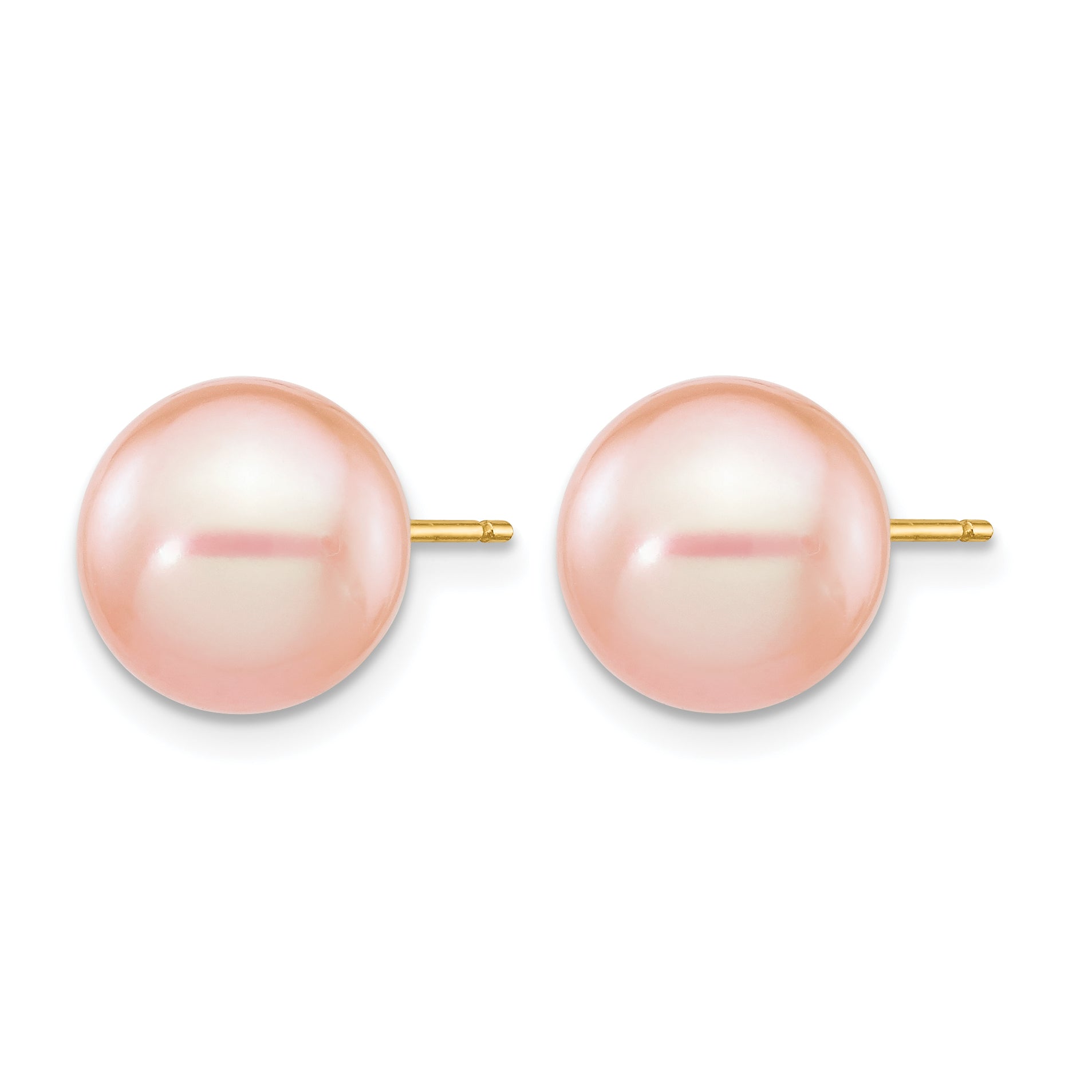 14K Gold Filled 9-10mm Pink Round Cultured Freshwater Pearl Stud Earrings Secondary image