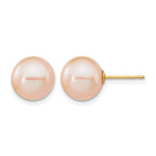 14K Gold Filled 9-10mm Pink Round Cultured Freshwater Pearl Stud Earrings by Sophia Jewelers