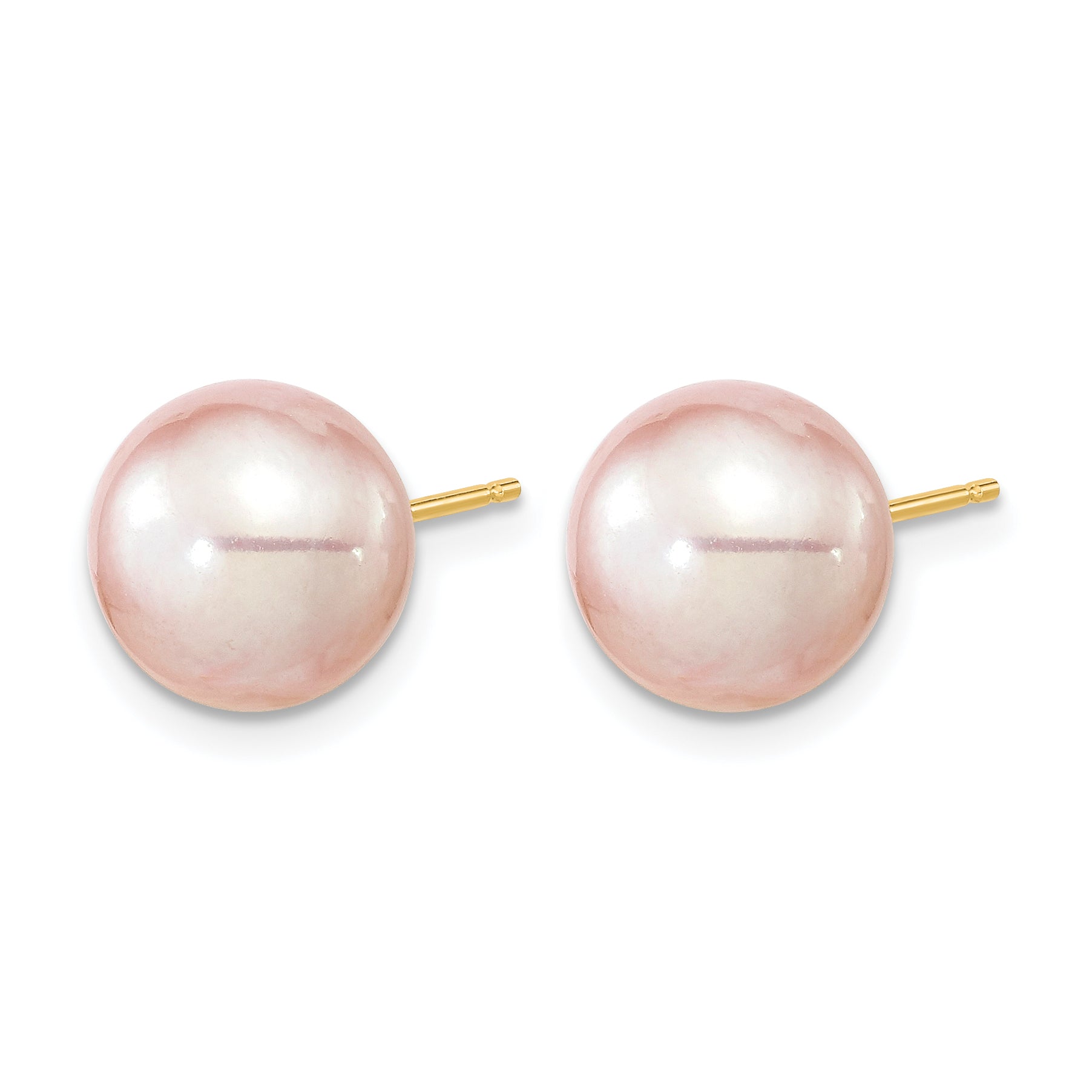14K Gold Filled 9-10mm Purple Round Cultured Freshwater Pearl Stud Earrings - view 2