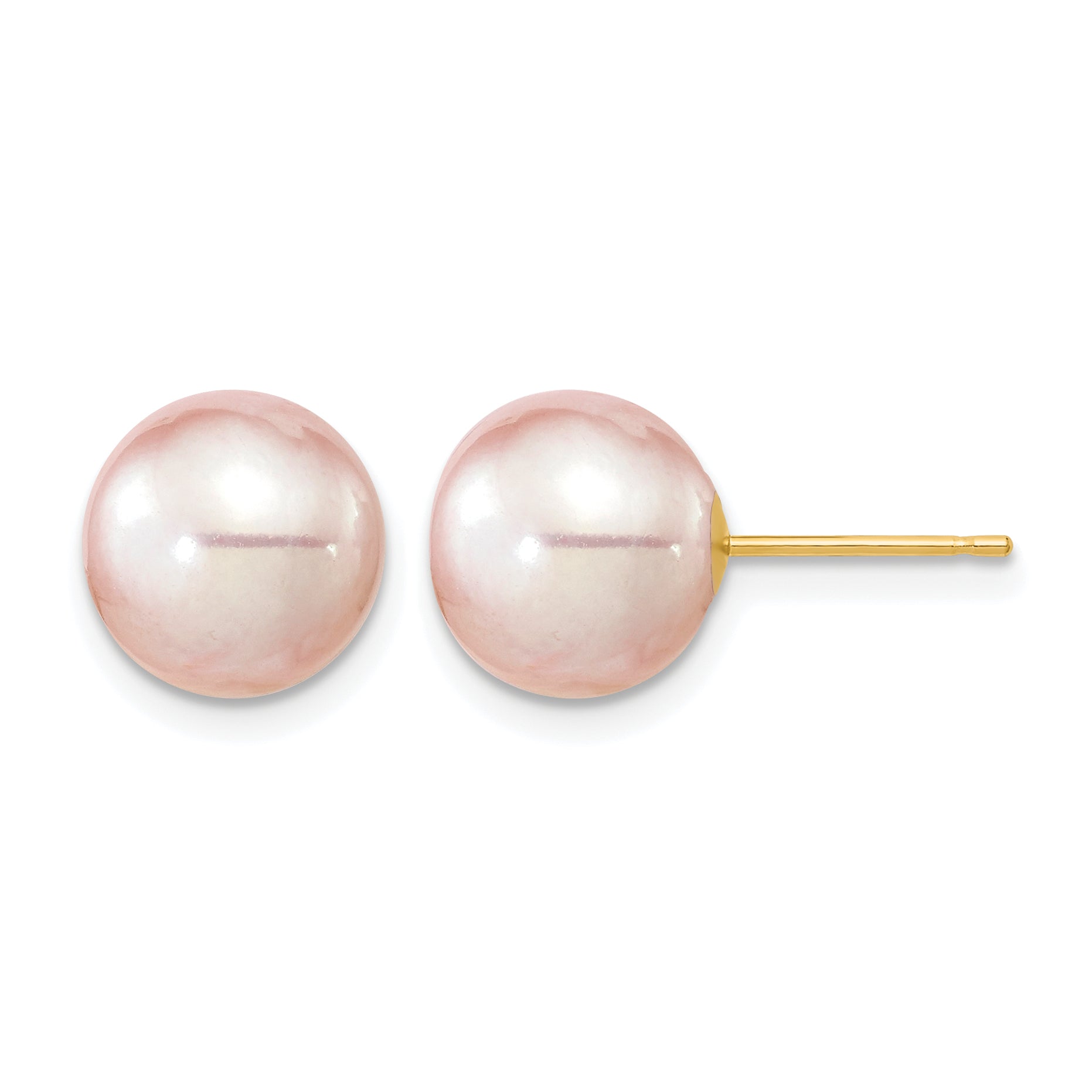 14K Gold Filled 9-10mm Purple Round Cultured Freshwater Pearl Stud Earrings by Sophia Jewelers Main image