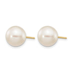 14K Gold Filled 9-10mm White Round Cultured Freshwater Pearl Stud Earrings - view 2