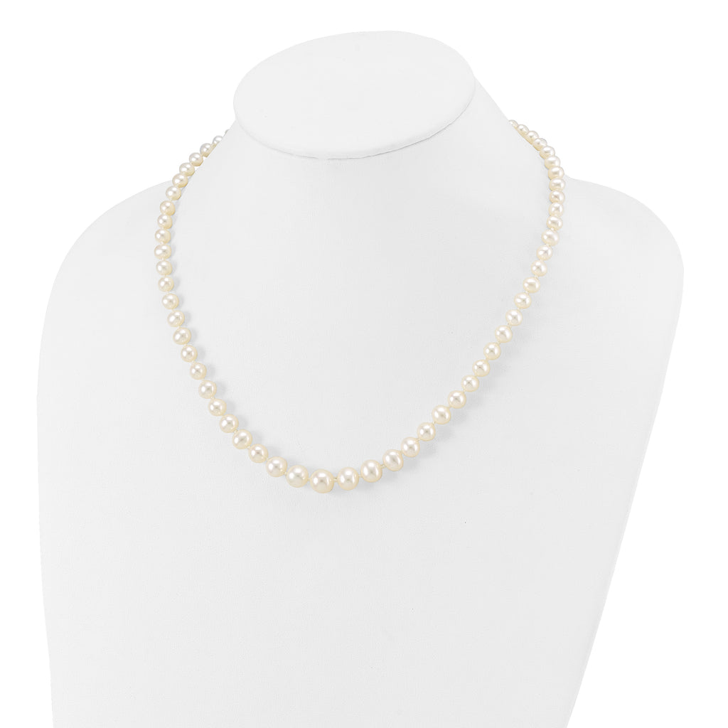 14K Gold Filled 4-8mm Graduated White Cultured Freshwater Pearl Necklace - view 3