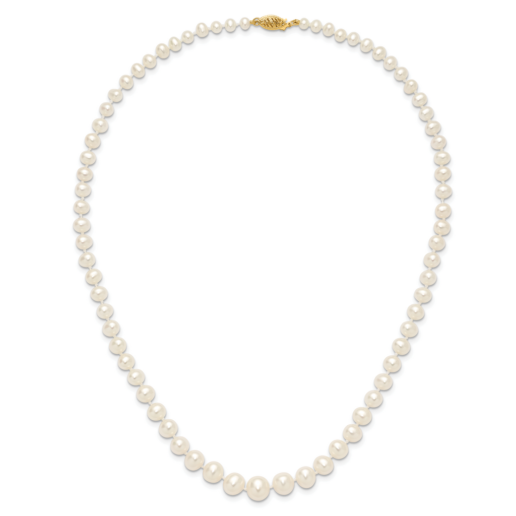 14K Gold Filled 4-8mm Graduated White Cultured Freshwater Pearl Necklace - view 4
