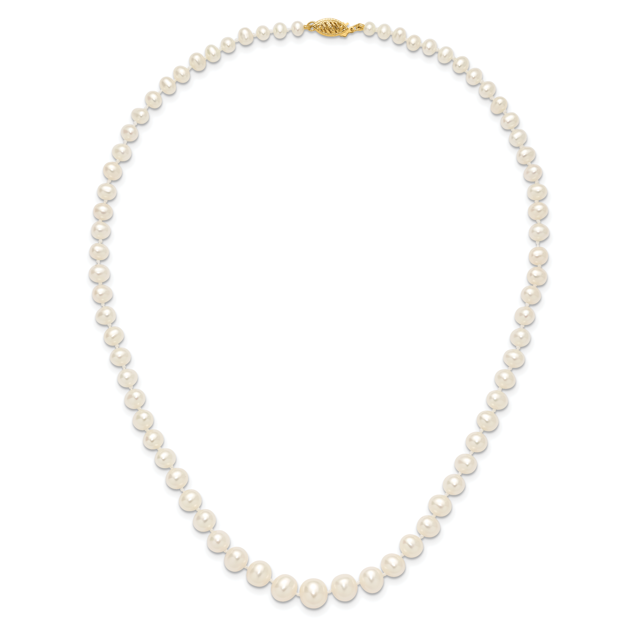 14K Gold Filled 4-8mm Graduated White Cultured Freshwater Pearl Necklace - view 4