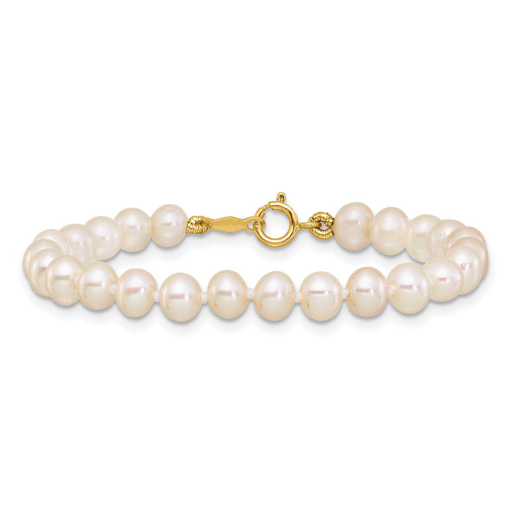 14K Gold Filled 4-5mm White Semi-Round Cultured Freshwater Pearl Necklace - view 3