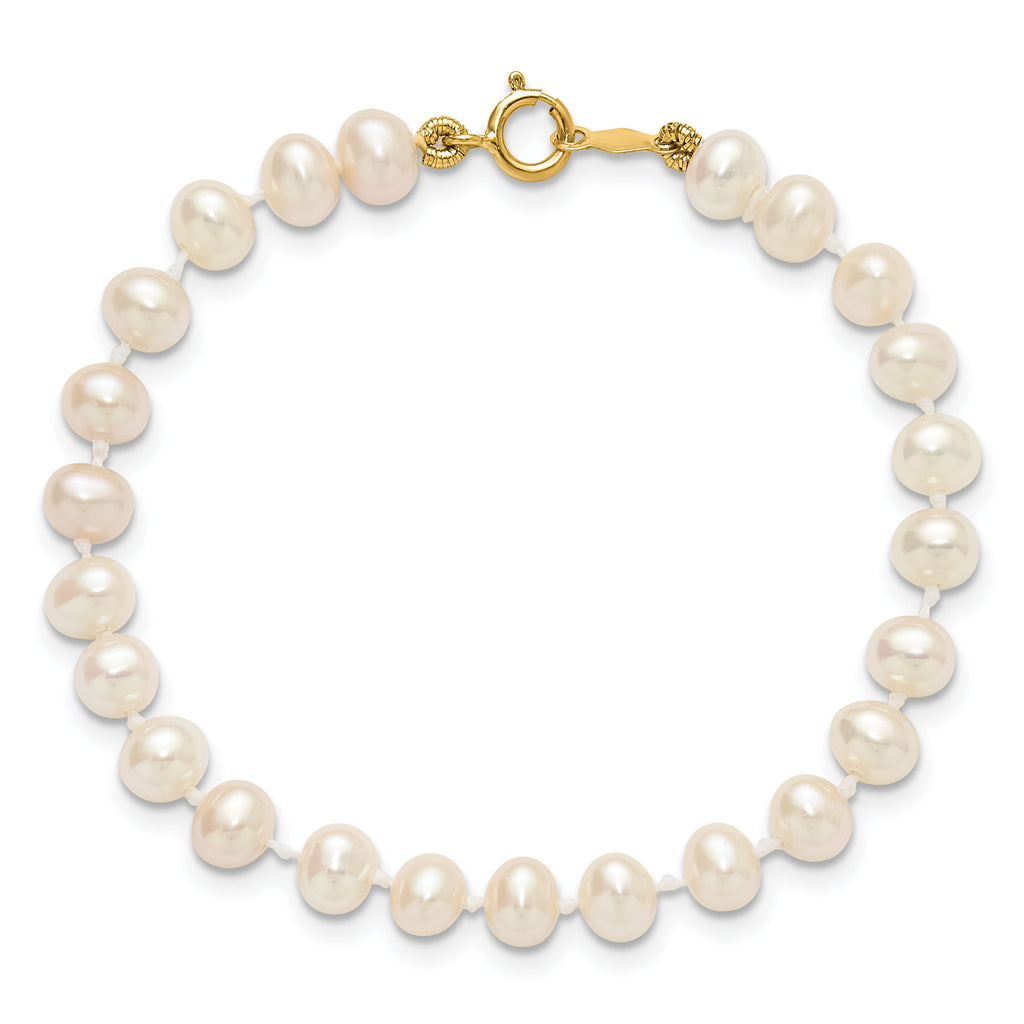 14K Gold Filled 4-5mm White Semi-Round Cultured Freshwater Pearl Necklace - view 4