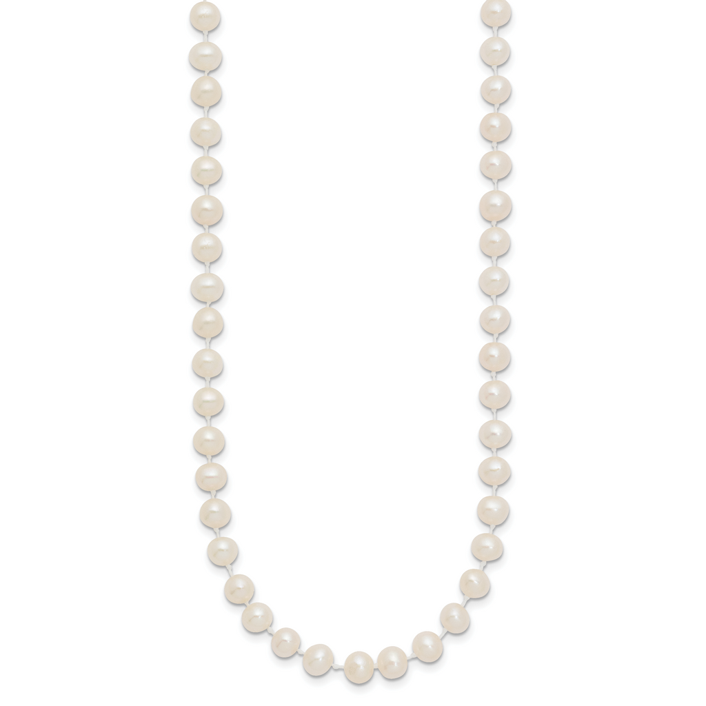 14K Gold Filled 5-6mm White Semi-Round Cultured Freshwater Pearl Necklace