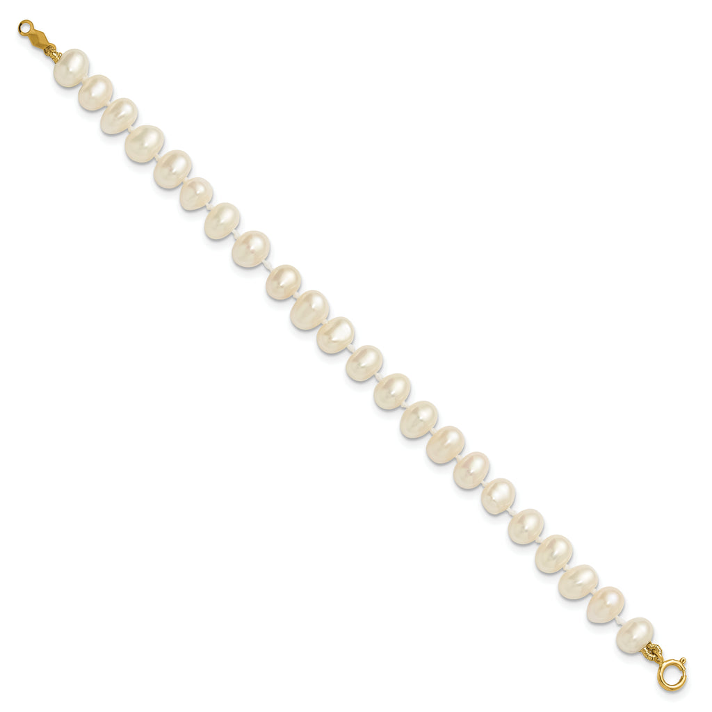14K Gold Filled 5-6mm White Semi-Round Cultured Freshwater Pearl Necklace - view 2