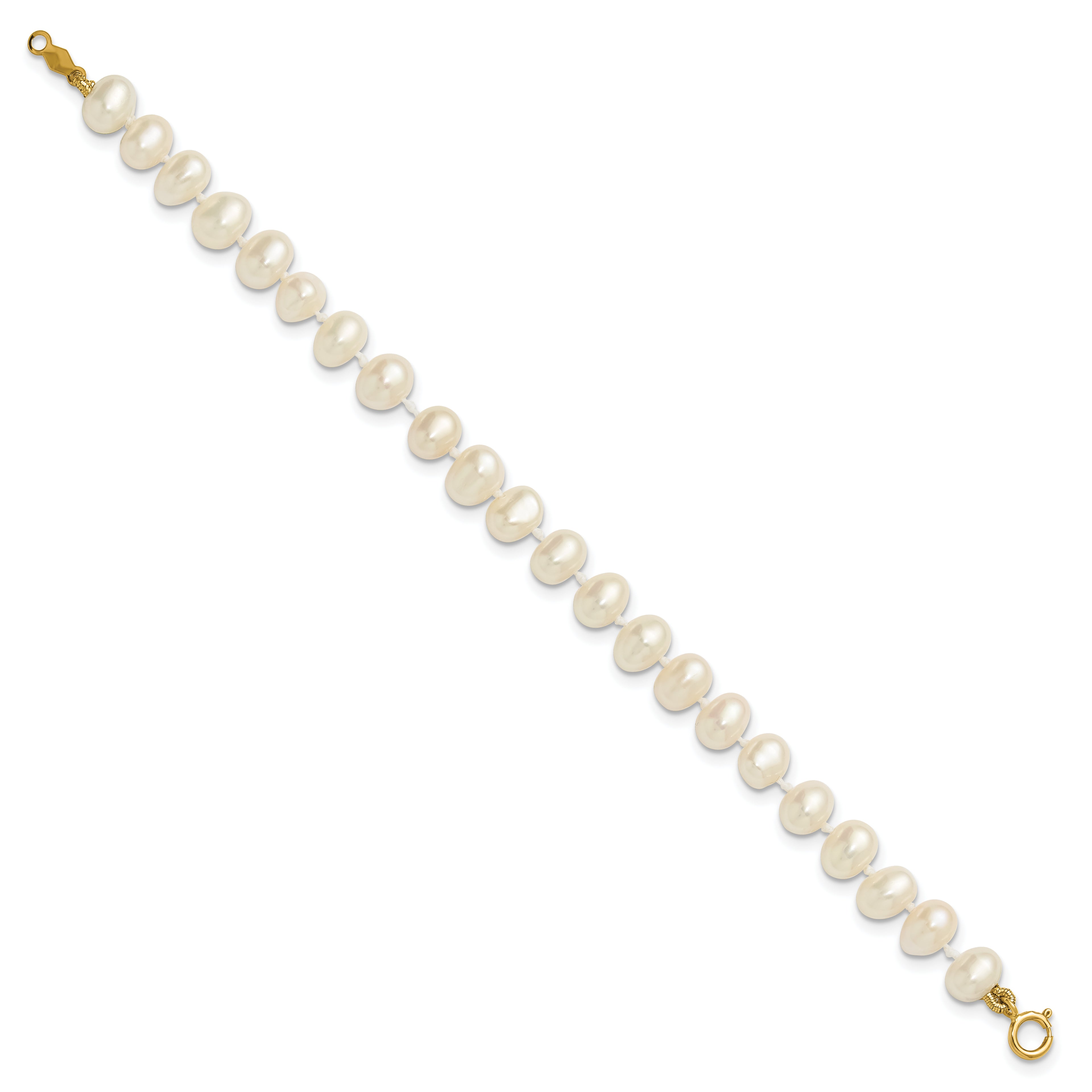 14K Gold Filled 5-6mm White Semi-Round Cultured Freshwater Pearl Necklace - view 2