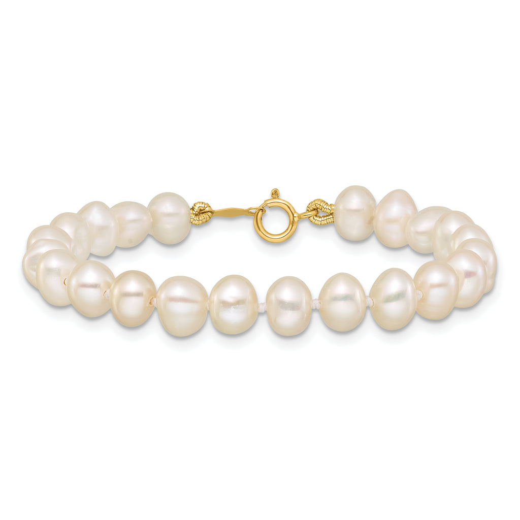 14K Gold Filled 5-6mm White Semi-Round Cultured Freshwater Pearl Necklace - view 3