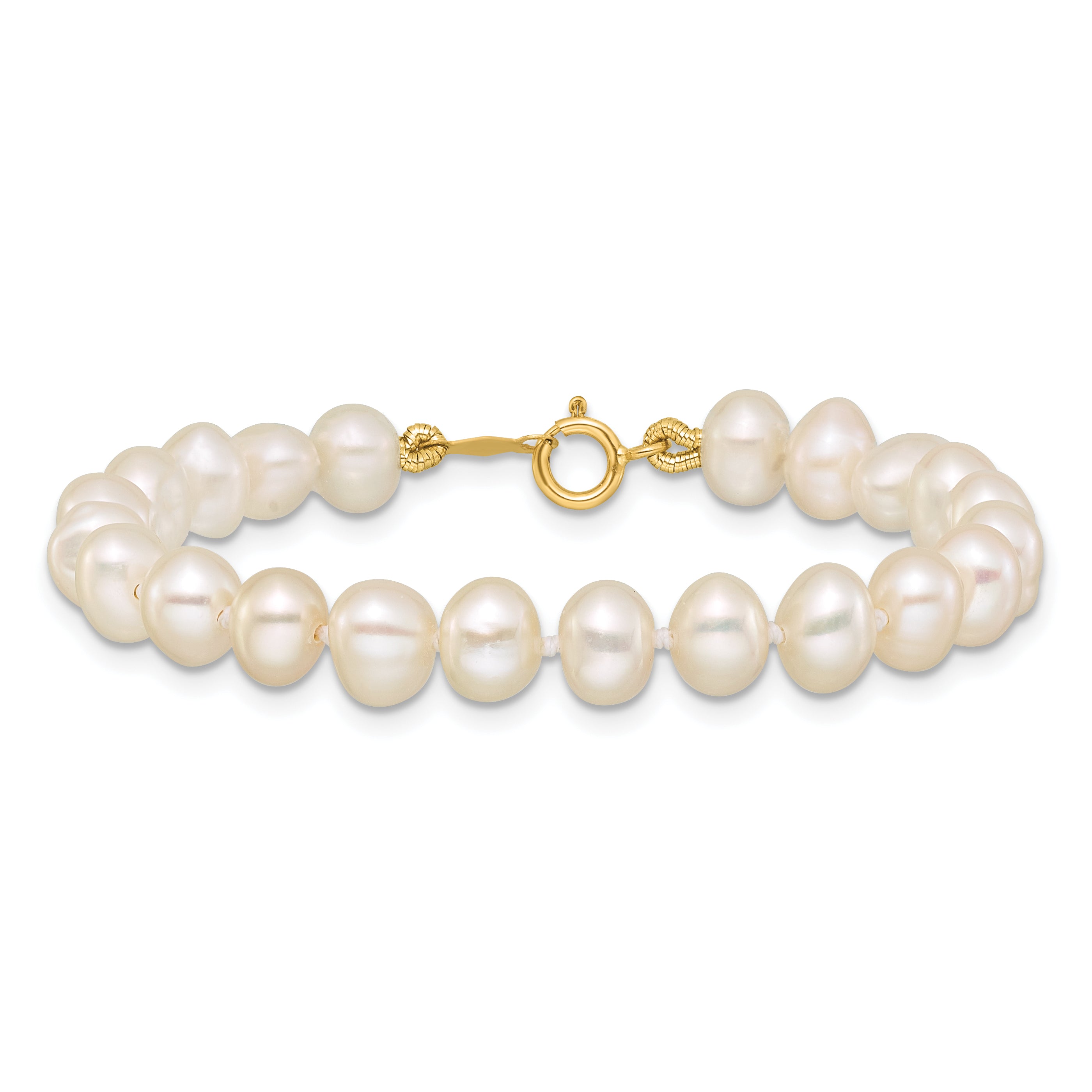14K Gold Filled 5-6mm White Semi-Round Cultured Freshwater Pearl Necklace - view 3