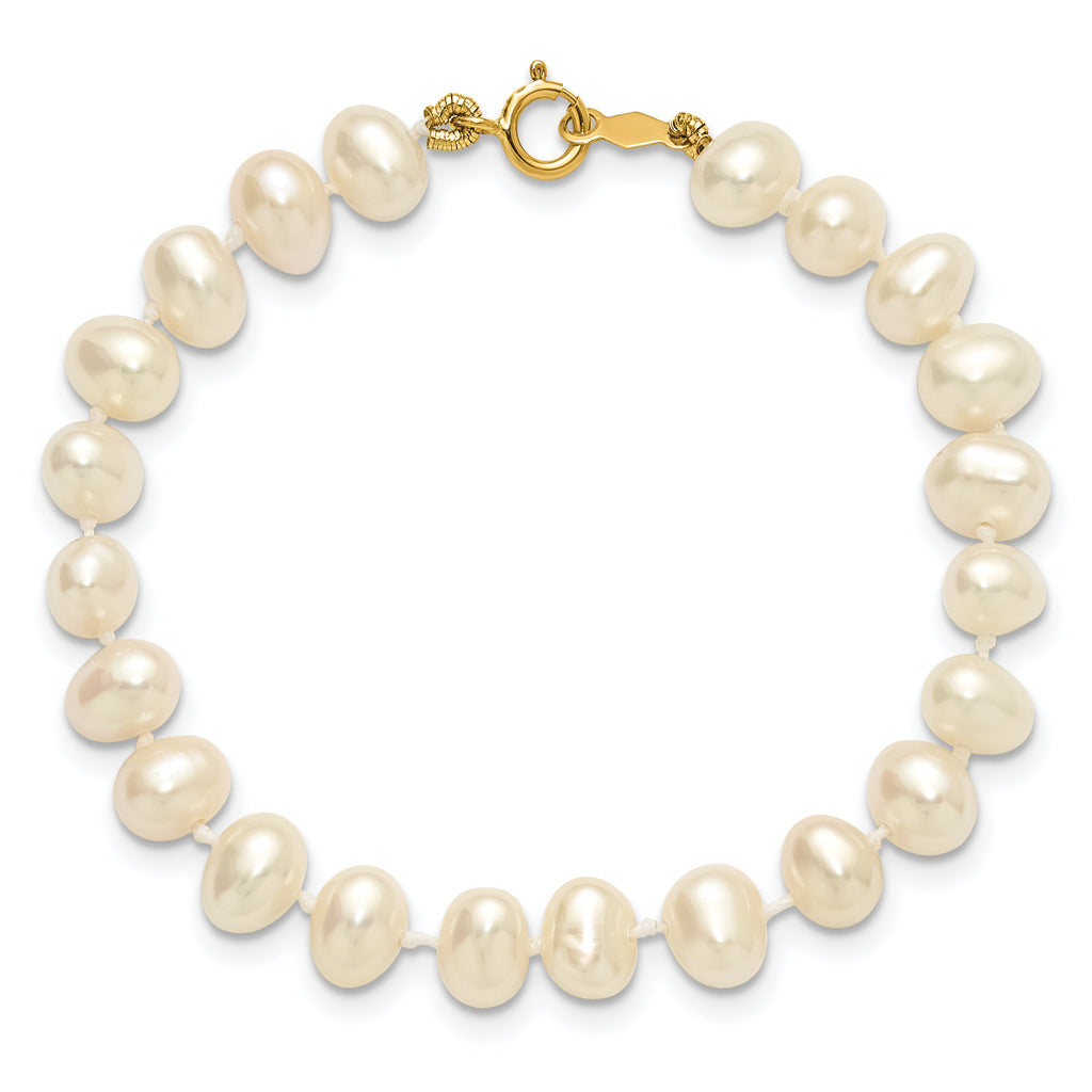 14K Gold Filled 5-6mm White Semi-Round Cultured Freshwater Pearl Necklace - view 4