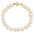 14K Gold Filled 5-6mm White Semi-Round Cultured Freshwater Pearl Necklace - view 4