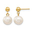 14K Gold Filled 8-8.5mm White Round Cultured Freshwater Pearl Post Dangle Earrings by Sophia Jewelers