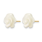 14K Gold Filled 10mm White Mother of Pearl Flower Post Earrings - view 2