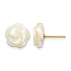 14K Gold Filled 10mm White Mother of Pearl Flower Post Earrings by Sophia Jewelers